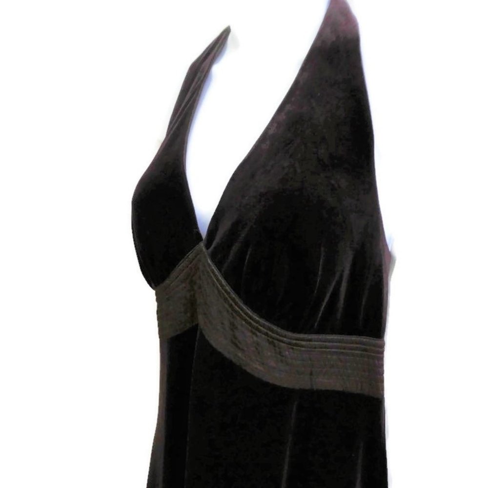 VeLVeT Vintage 90s Robbie Bee Halter Dress Brown Sweetheart Satin Pintuck 10 - Picture 4 of 9